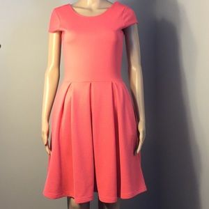 FRENCH CONNECTION ORANGE CAP-SLEEVE STRETCH DRESS